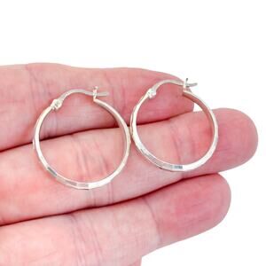 Vintage Thailand IBB Sterling Silver 925 2.5cm Faceted Hoop Earrings